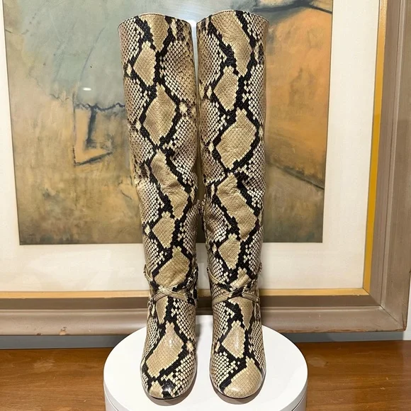 🌹TORY BURCH 🌹Pull-on Snake-embossed Leather Knee-high Boot Size: 5.5 - Picture 5 of 9